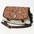 American Darling Hand-Tooled Hair-On Genuine Leather Crossbody Bag