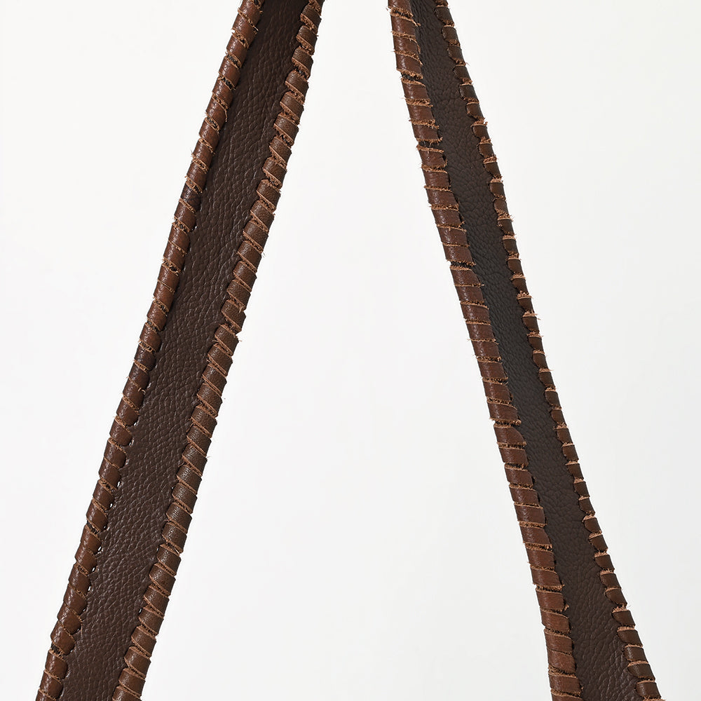 American Darling Hand Tooled Floral Carved Hair-On Cowhide Small Cross body Bag Braided Genuine Leather Western Purse
