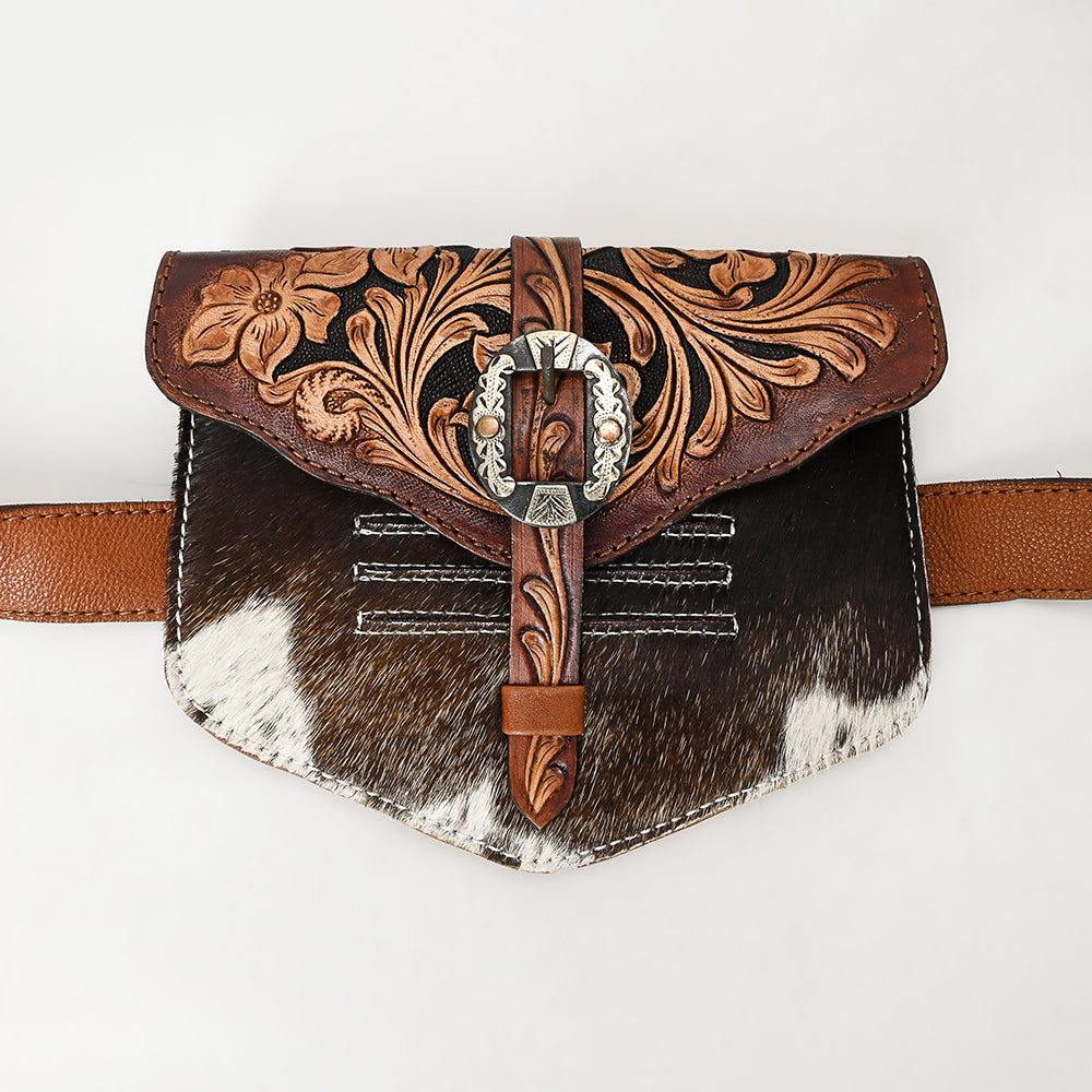 American Darling Hand-Tooled Hair-On Genuine Leather Sling Bag
