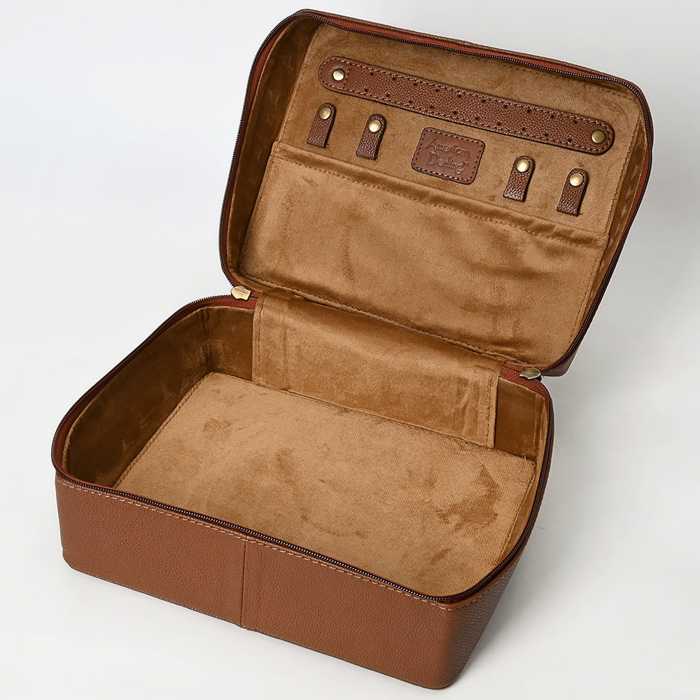 American Darling Jewelry Case Hand Tooled Genuine Leather