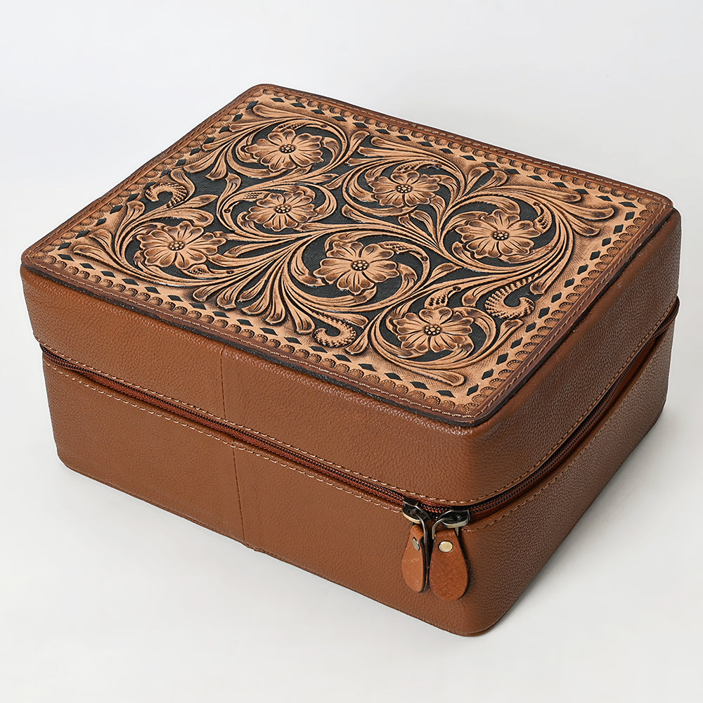 American Darling Jewelry Case Hand Tooled Genuine Leather