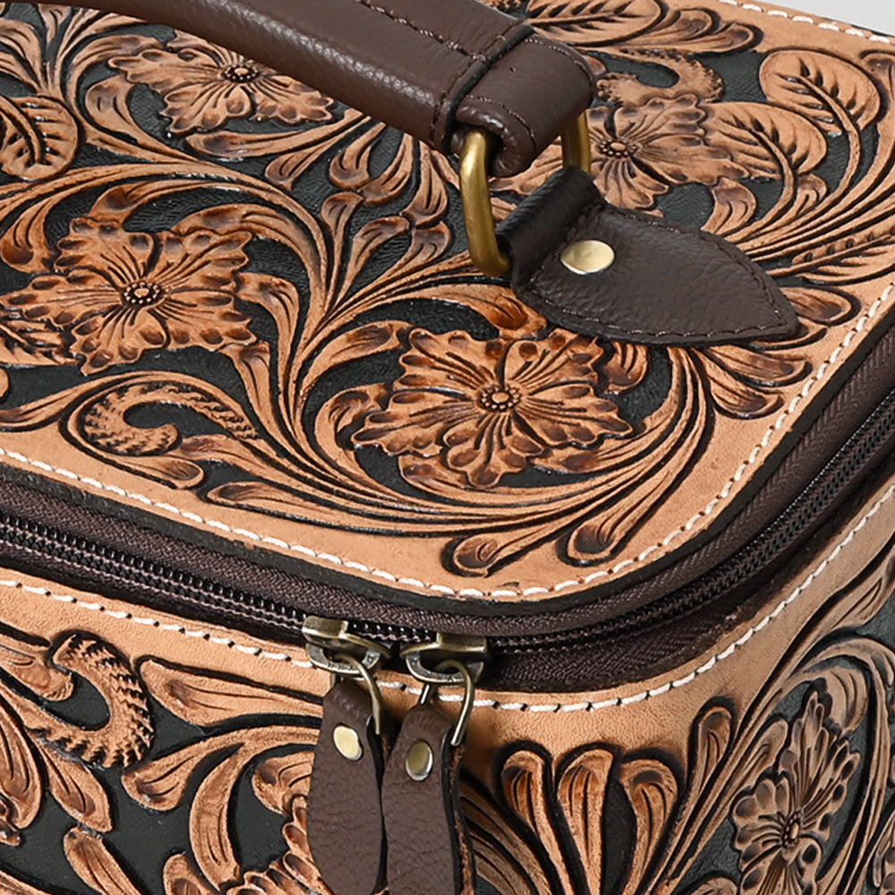 American Darling Hand-Tooled Genuine Leather Jewelry Case