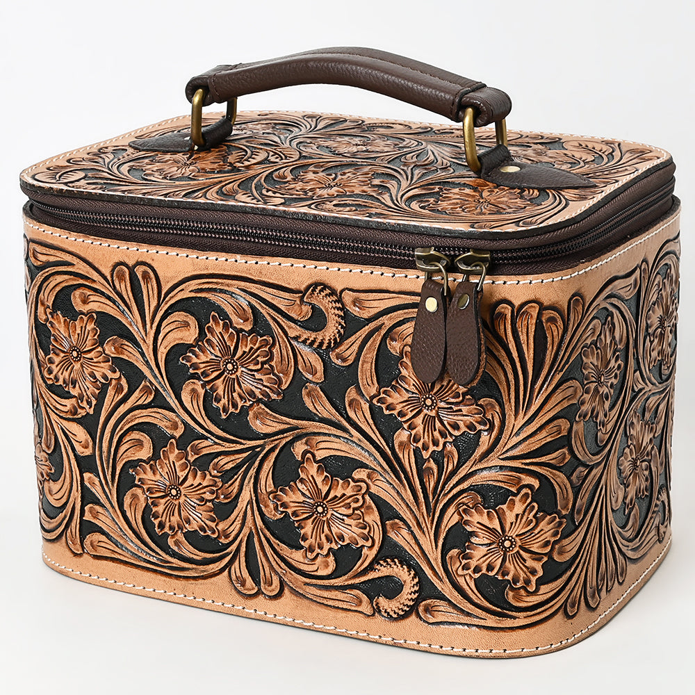 American Darling Hand-Tooled Genuine Leather Jewelry Case