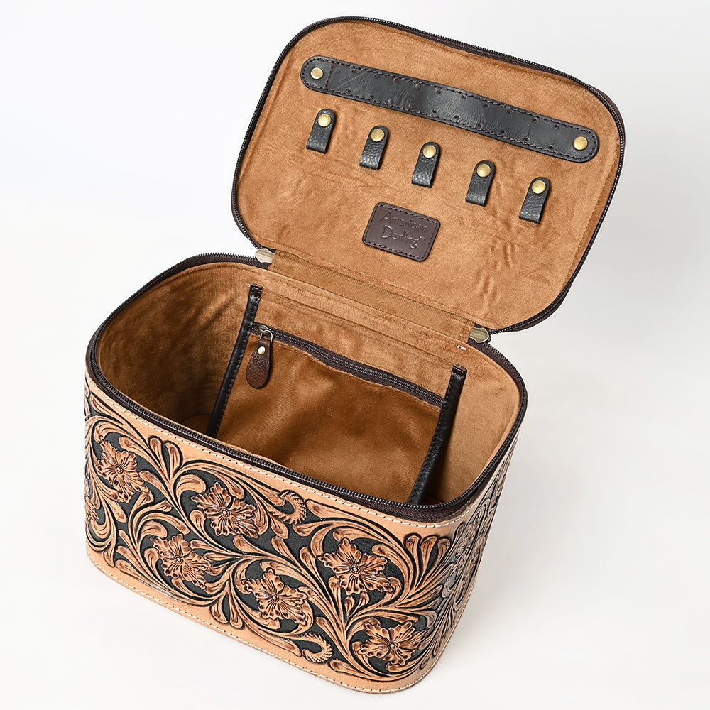American Darling Hand-Tooled Genuine Leather Jewelry Case