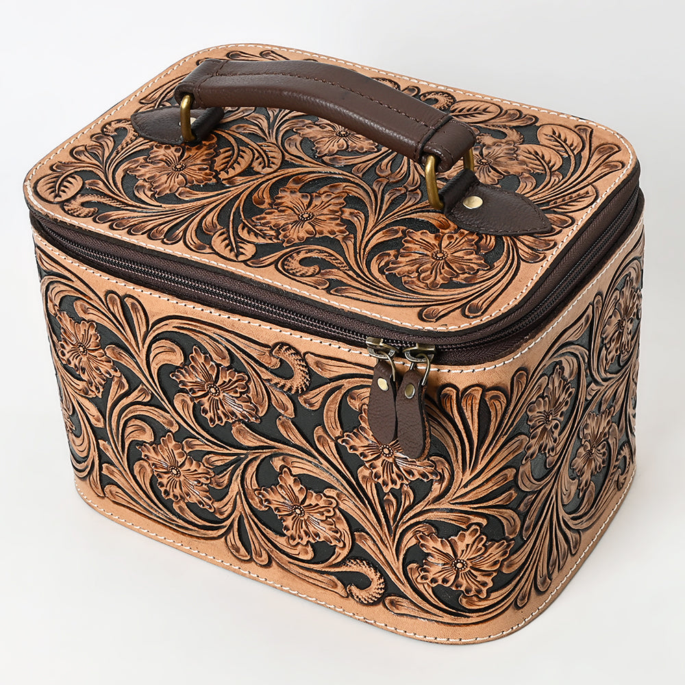 American Darling Hand-Tooled Genuine Leather Jewelry Case
