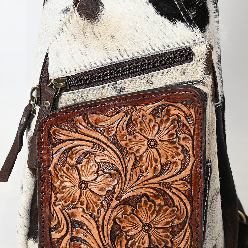 American Darling Hand-Tooled Hair-On Genuine Leather Sling Bag