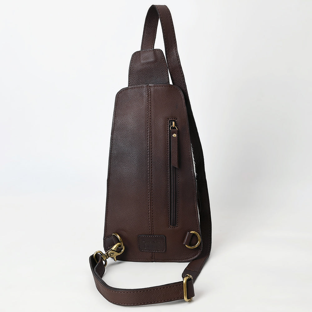 American Darling Hand-Tooled Hair-On Genuine Leather Sling Bag