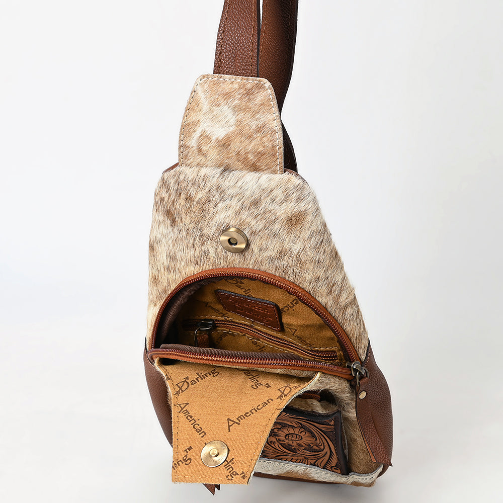 American Darling Sling Hand Tooled Hair-On Genuine Leather
