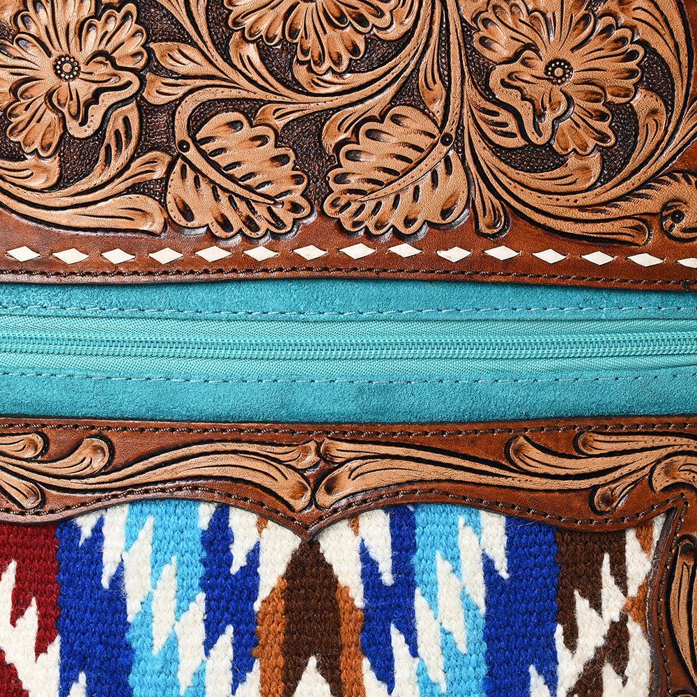 American Darling Hand-Tooled Upcycled Wool Genuine Leather Backpack