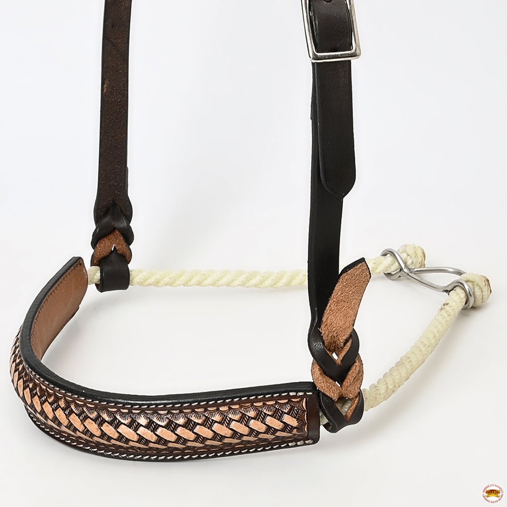 Comfytack Western Horse Round Nose Caveson Genuine Leather Noseband