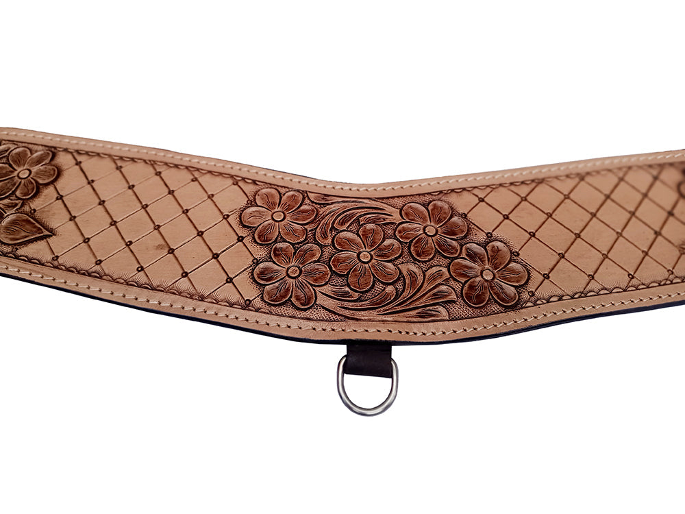COMFYTACK Western Genuine Leather Horse Tripping Breast Collar Tack Brown Floral Carve