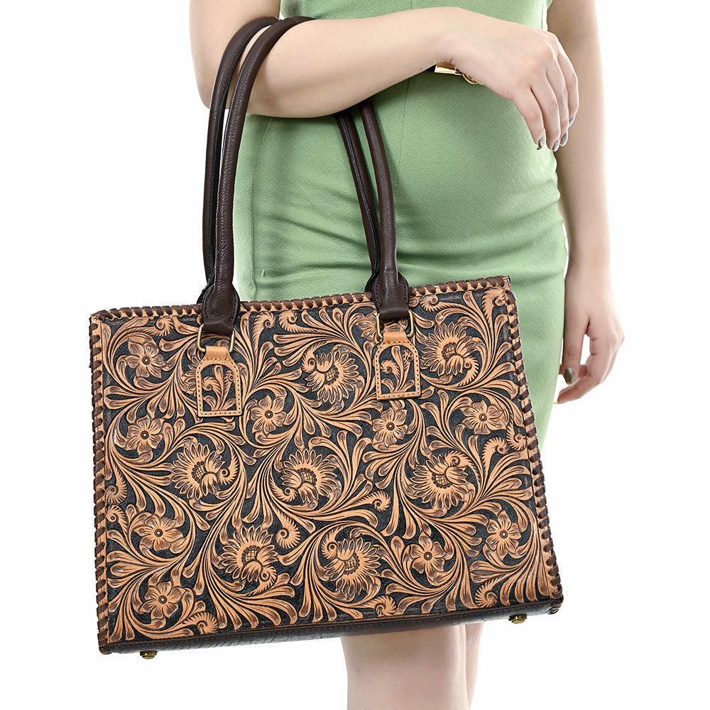 American Darling Hand-Tooled Genuine Leather Tote