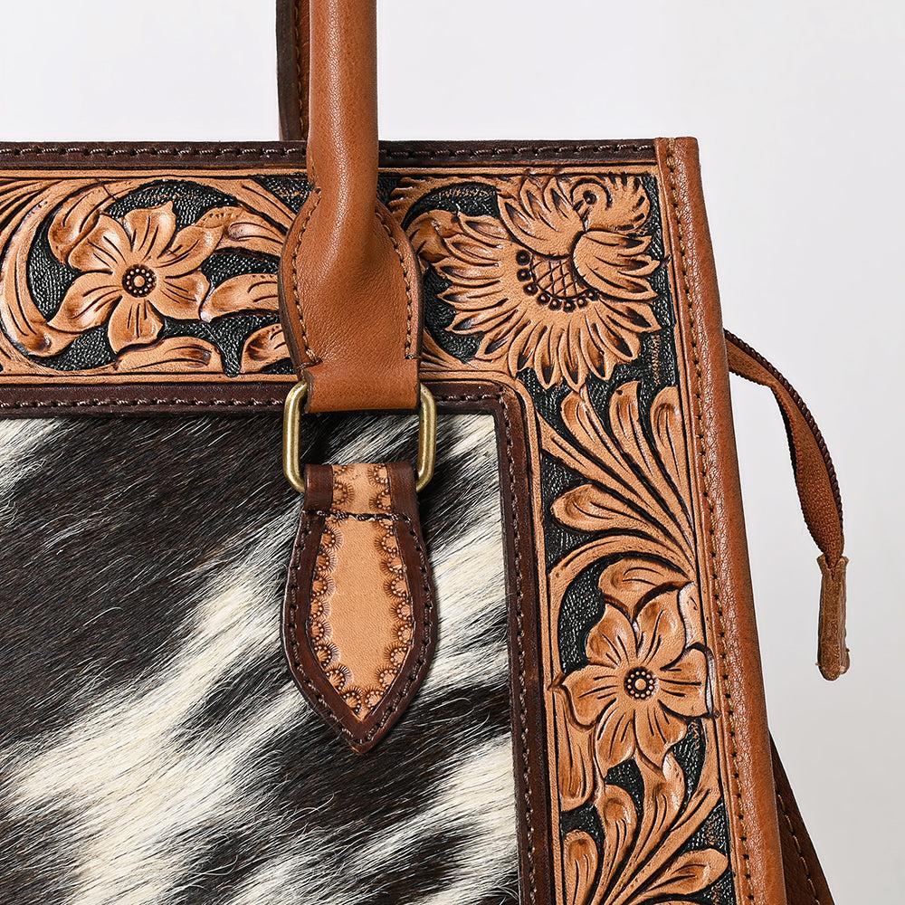 American Darling Hand-Tooled Hair-On Genuine Leather Tote
