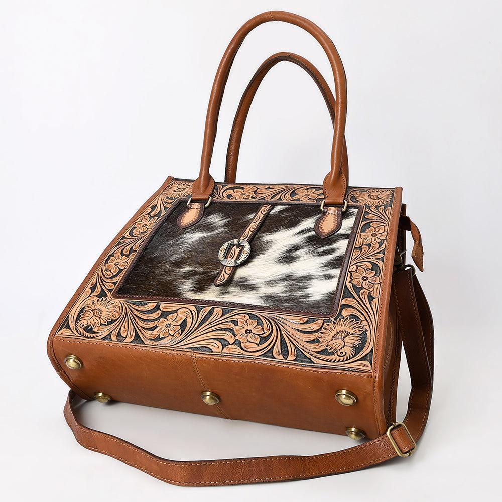 American Darling Hand-Tooled Hair-On Genuine Leather Tote