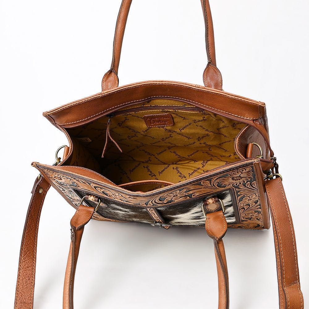 American Darling Hand-Tooled Hair-On Genuine Leather Tote