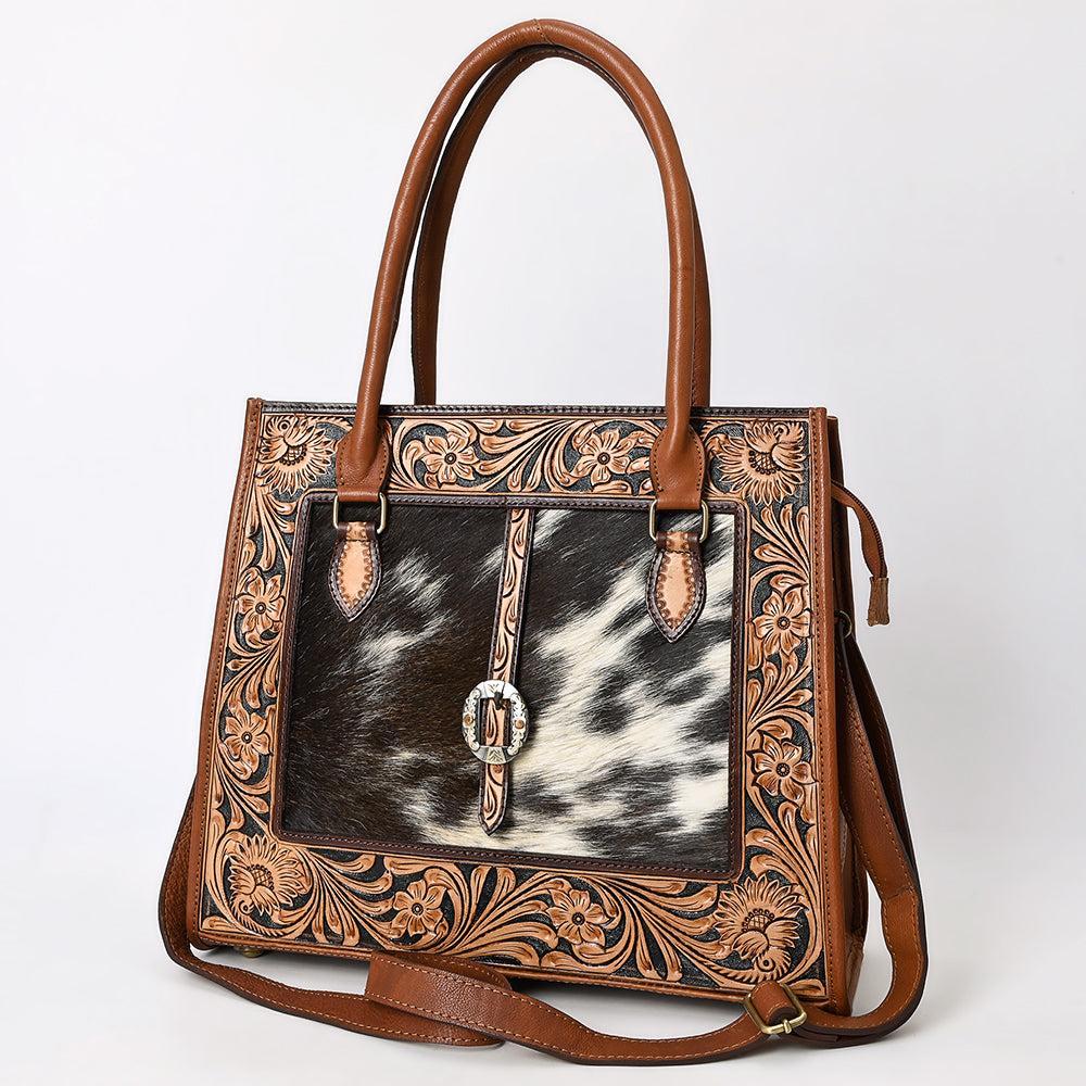 American Darling Hand-Tooled Hair-On Genuine Leather Tote