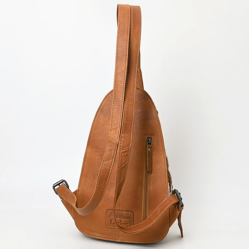 American Darling Hand-Tooled Hair-On Genuine Leather Sling Bag