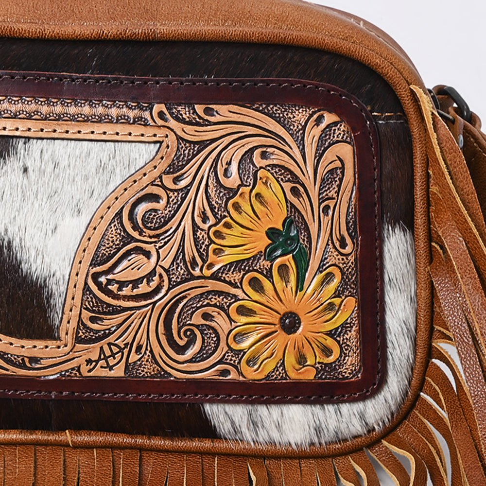 American Darling Hand-Tooled Hair-On Genuine Leather Fanny Pack