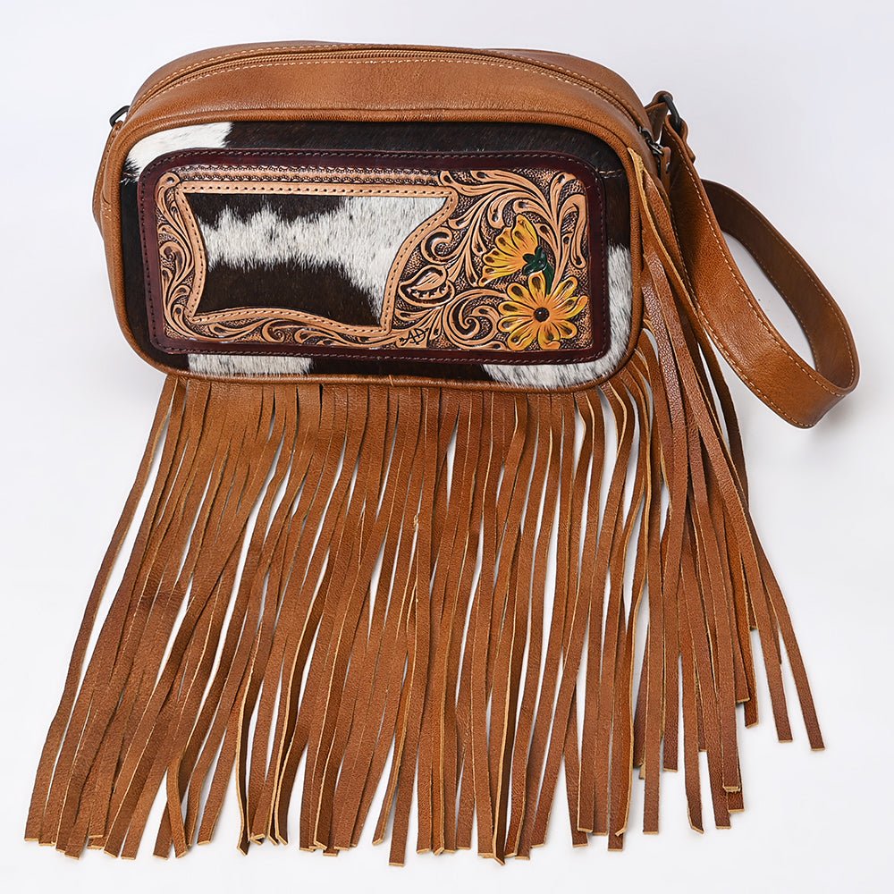 American Darling Hand-Tooled Hair-On Genuine Leather Fanny Pack