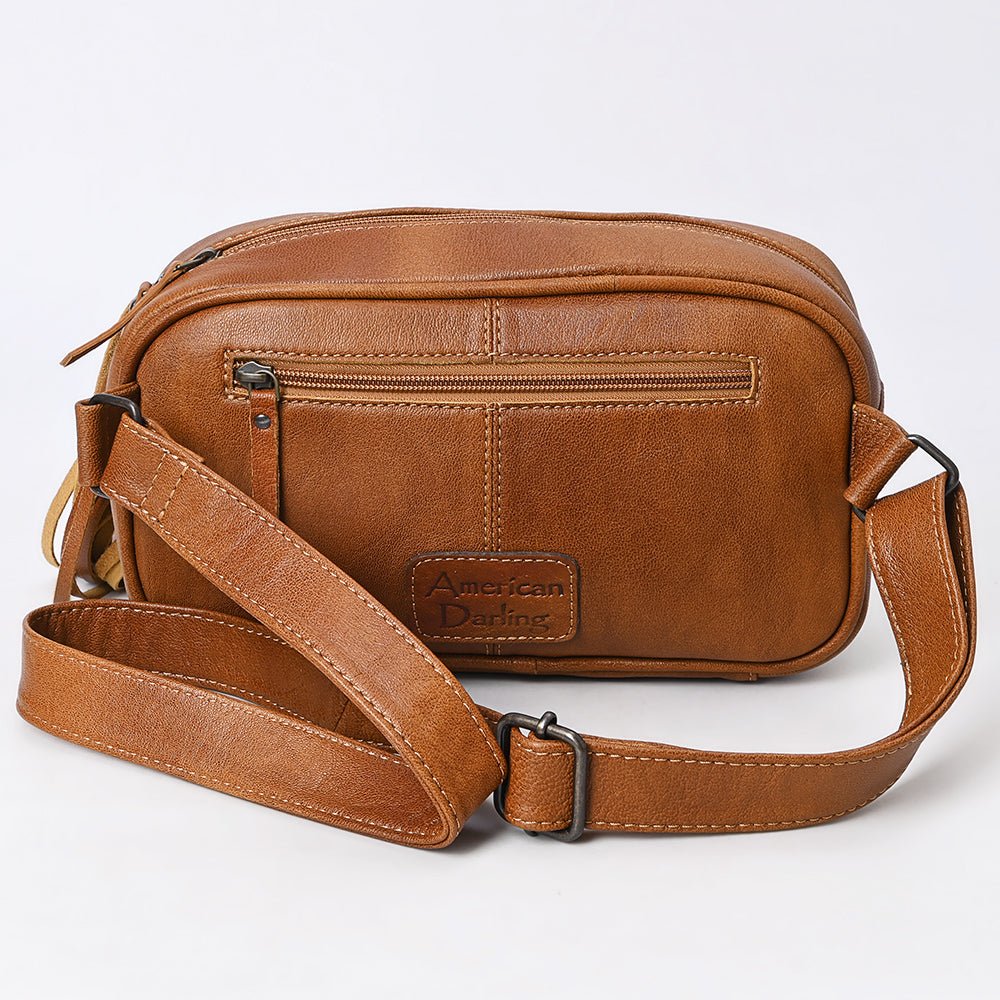 American Darling Hand-Tooled Hair-On Genuine Leather Fanny Pack