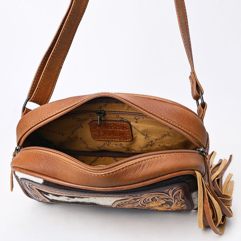 American Darling Hand-Tooled Hair-On Genuine Leather Fanny Pack