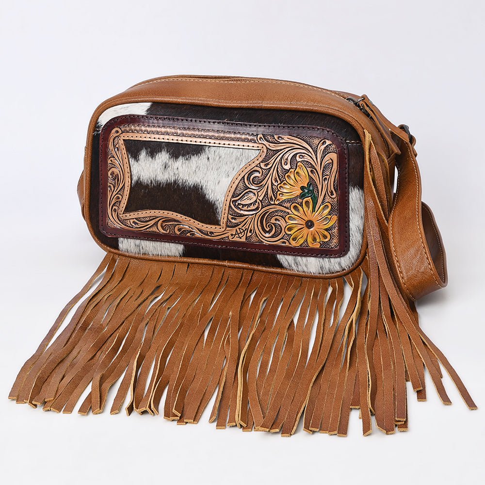 American Darling Hand-Tooled Hair-On Genuine Leather Fanny Pack