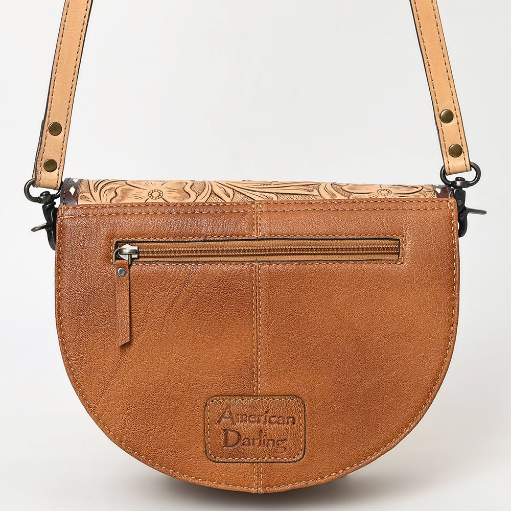 American Darling Hand-Tooled Hair-On Genuine Leather Small Crossbody Bag