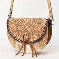 American Darling Hand-Tooled Hair-On Genuine Leather Small Crossbody Bag