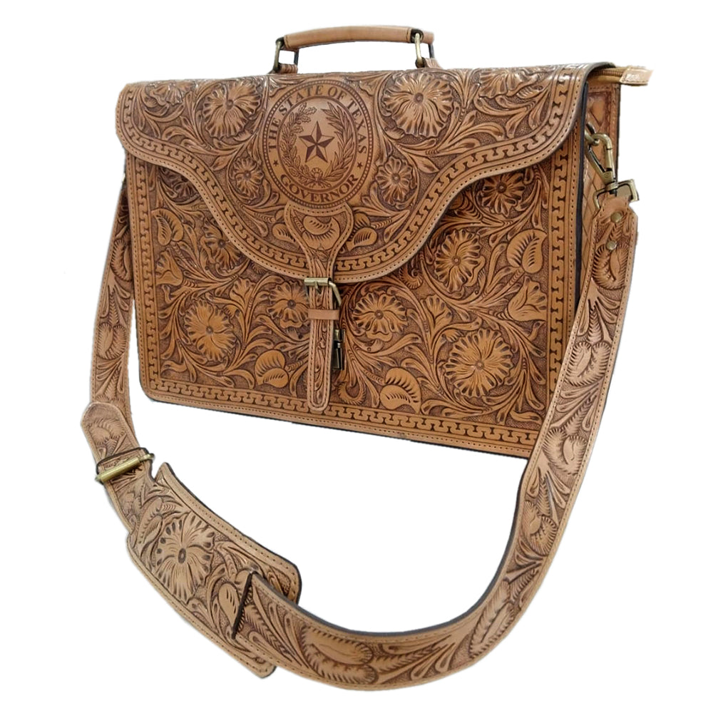 American Darling Briefcase Hand Tooled Genuine Leather