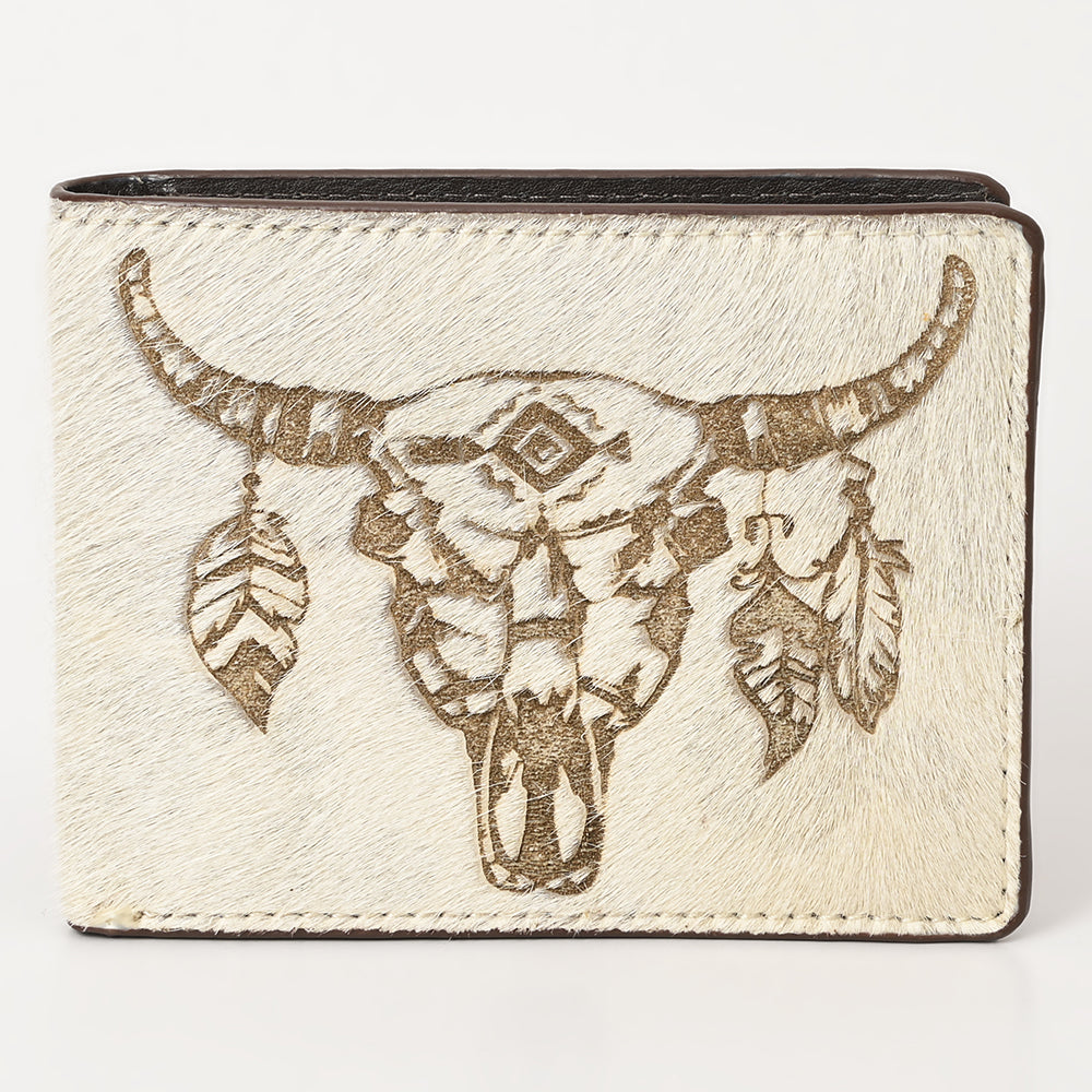 American Darling Wallet Western Hair-On Cowhide Genuine Leather Handcrafted Pocket Bifold Wallet with ID Window