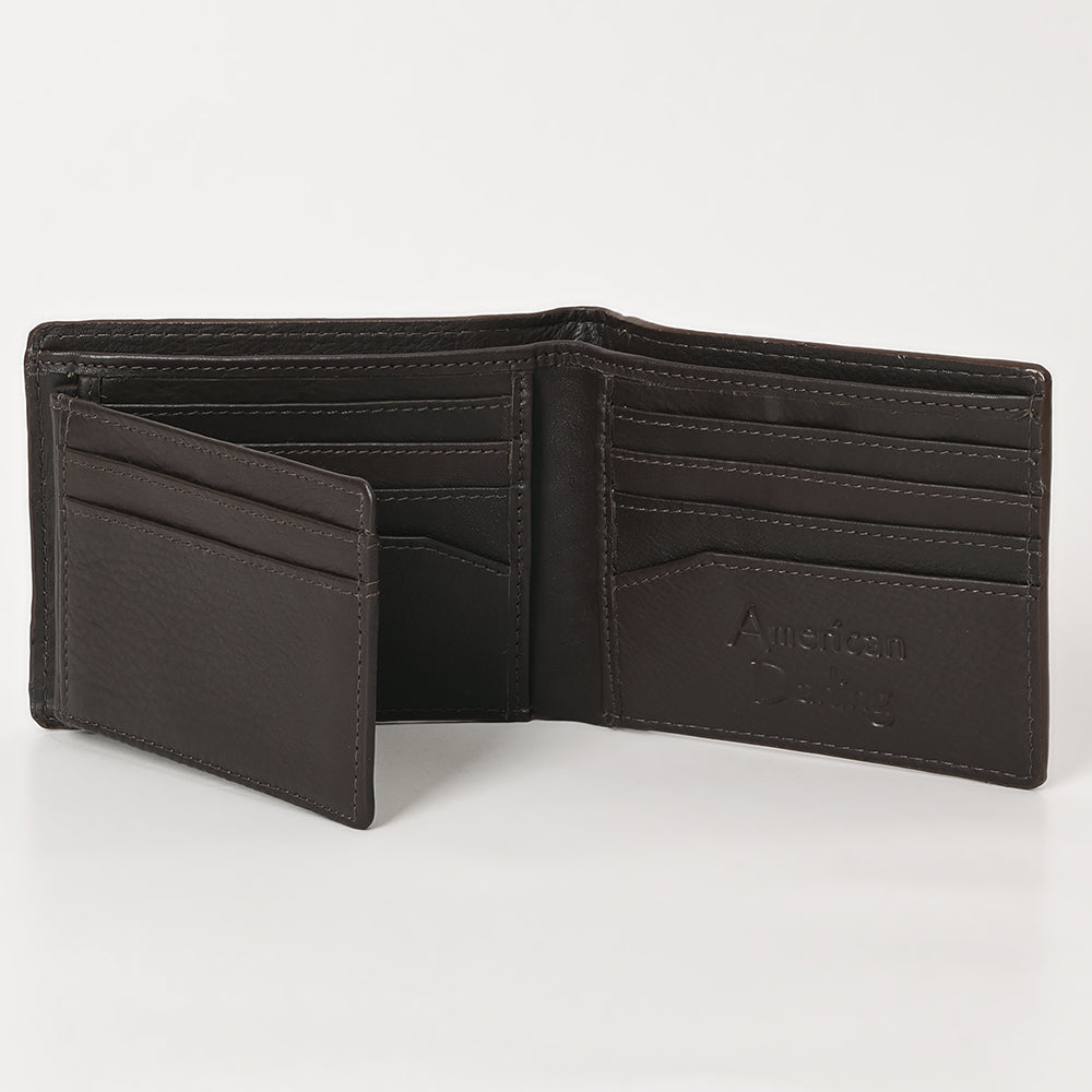 American Darling Wallet Western Hair-On Cowhide Genuine Leather Handcrafted Pocket Bifold Wallet with ID Window