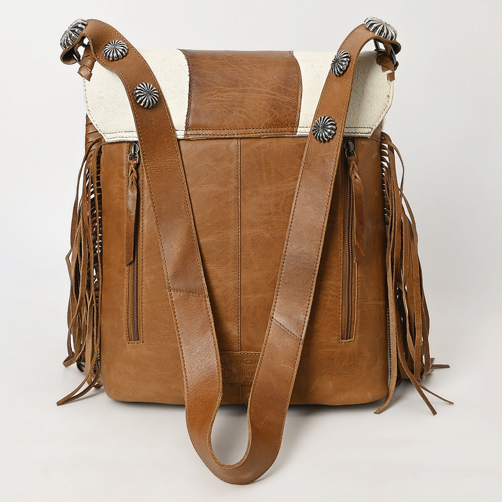American Darling Messenger Bag Western Hair-On Cowhide Genuine Leather Handcrafted Purse with Fringes and Turquoise Stone