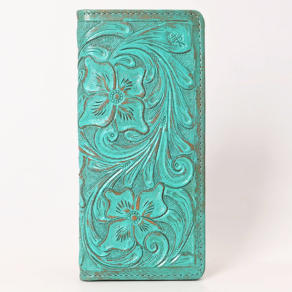 American Darling Clutch Beautifully Hand Tooled Genuine Leather
