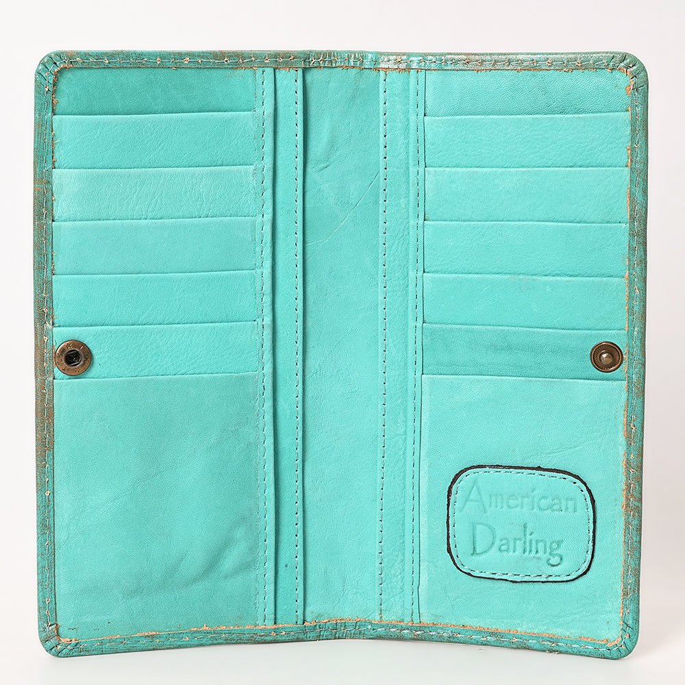 American Darling Clutch Beautifully Hand Tooled Genuine Leather
