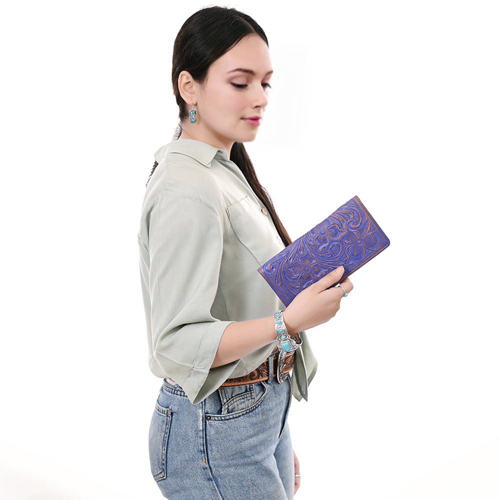 American Darling Clutch Beautifully Hand Tooled Genuine Leather