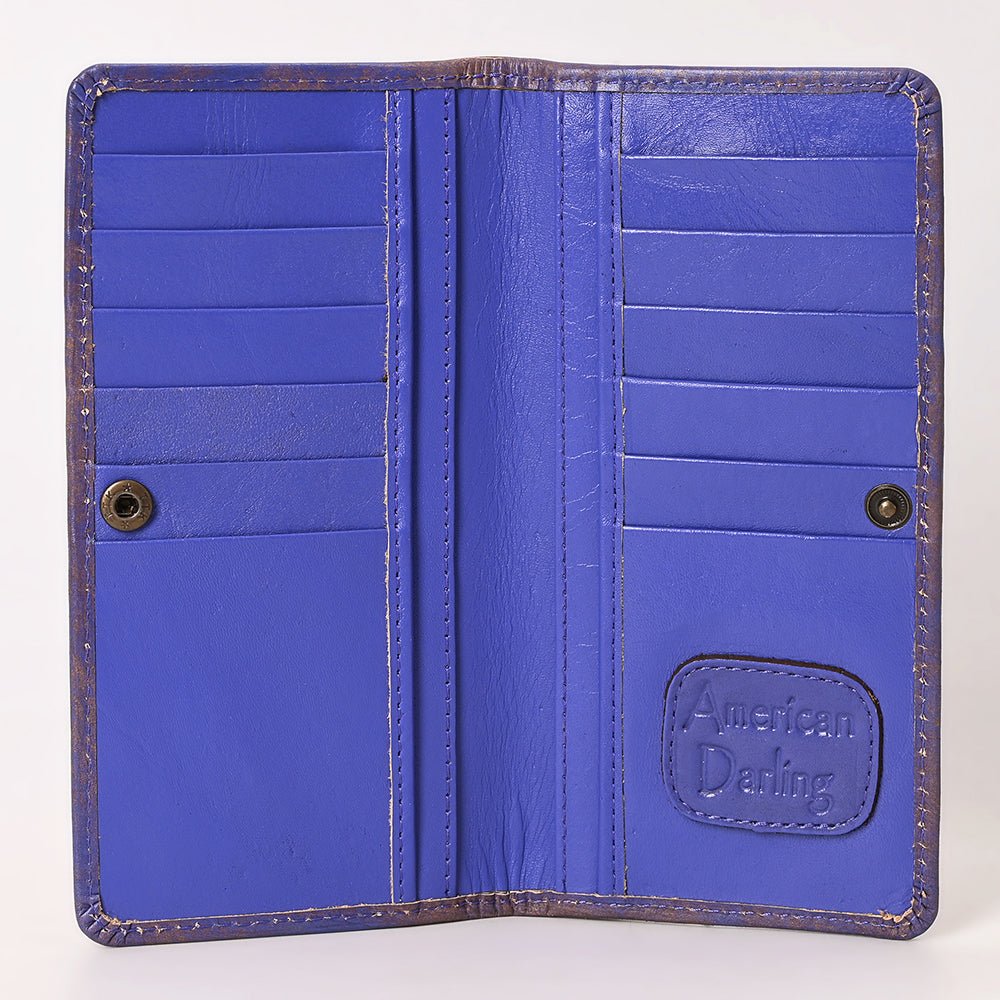 American Darling Clutch Beautifully Hand Tooled Genuine Leather