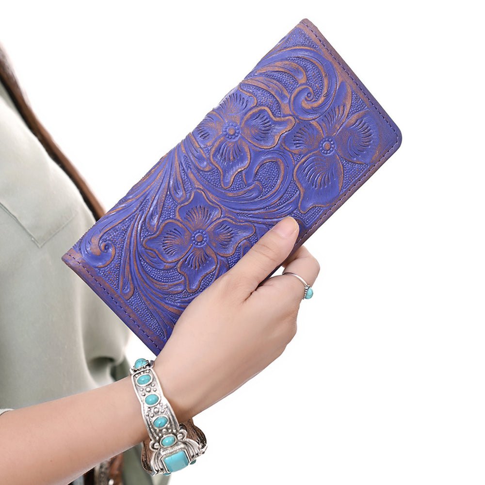 American Darling Clutch Beautifully Hand Tooled Genuine Leather