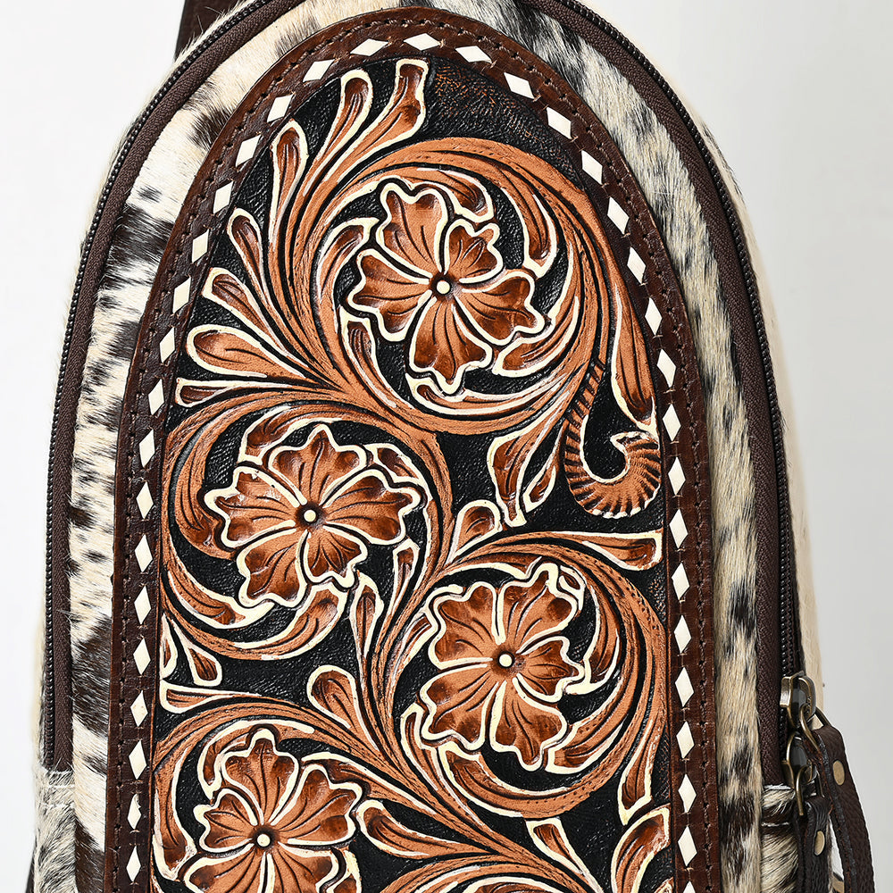 American Darling Sling Beautifully Hand Tooled Hair On Genuine Leather Women Bag Western Handbag Purse |