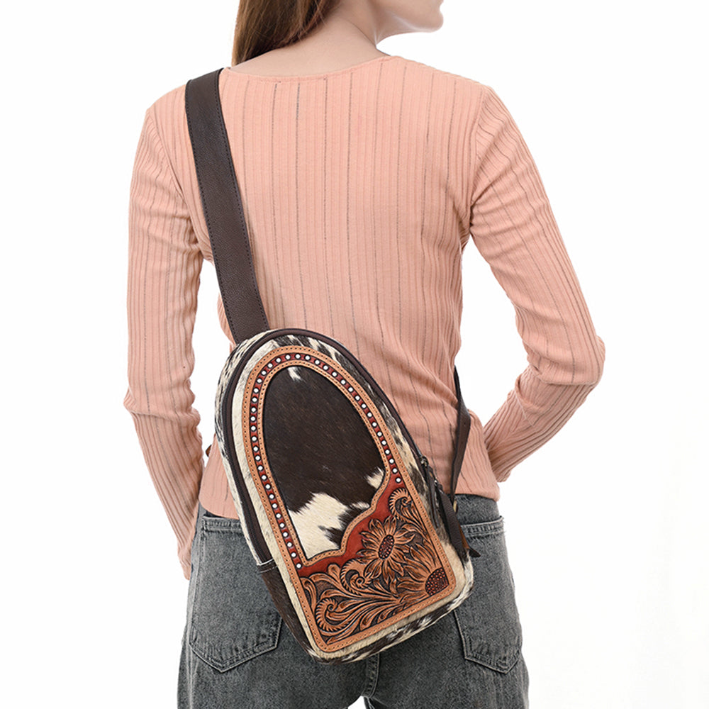American Darling Sling Beautifully Hand Tooled Hair-On Genuine Leather