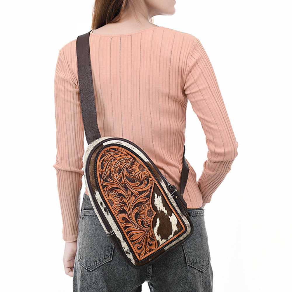 American Darling Sling Beautifully Hand Tooled Hair-On Genuine Leather