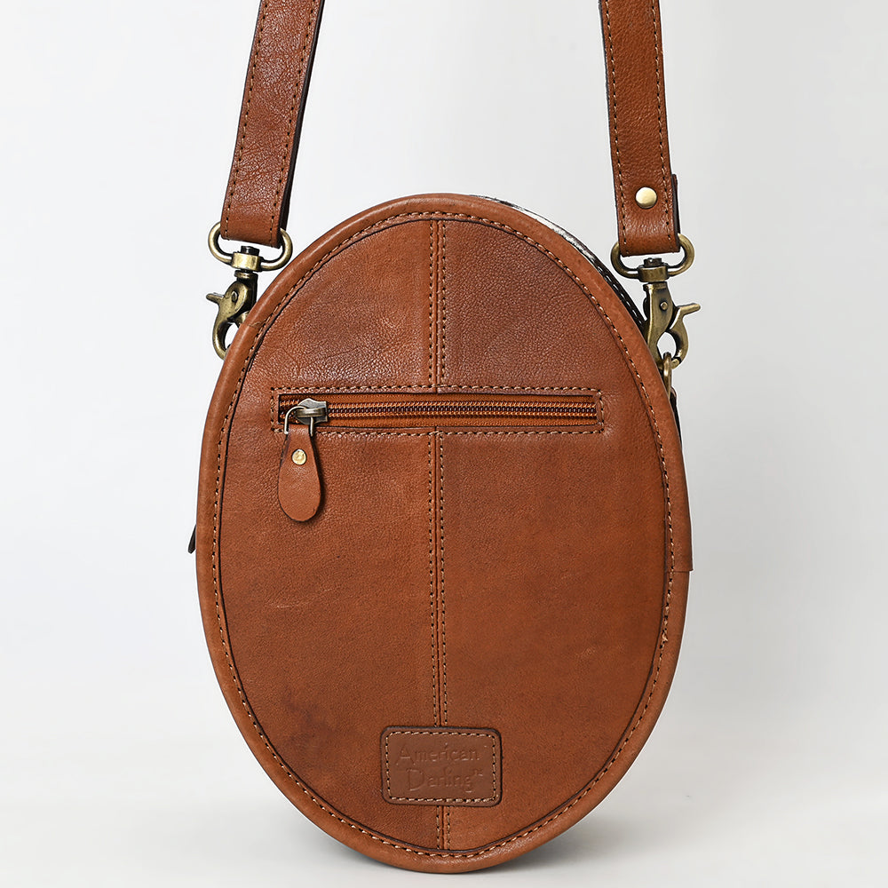 American Darling Canteen Bag - Buck Stitched Floral Carved, Eco-Friendly Vegetable Tanned Genuine Leather, Western Style