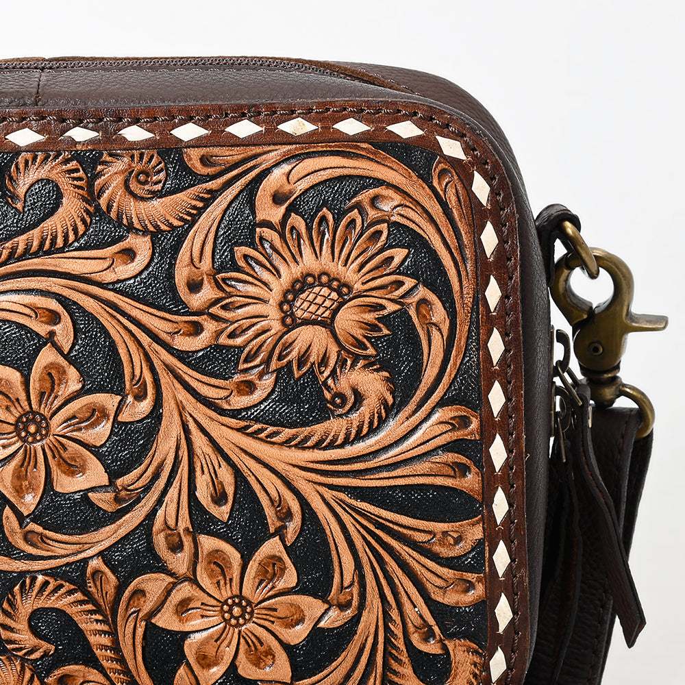 American Darling Hand-Tooled Genuine Leather Crossbody Bag