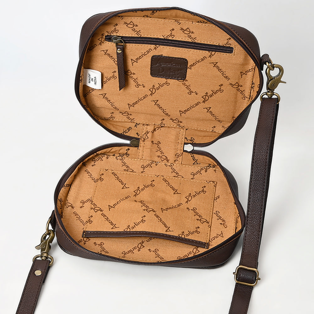 American Darling Hand-Tooled Genuine Leather Crossbody Bag