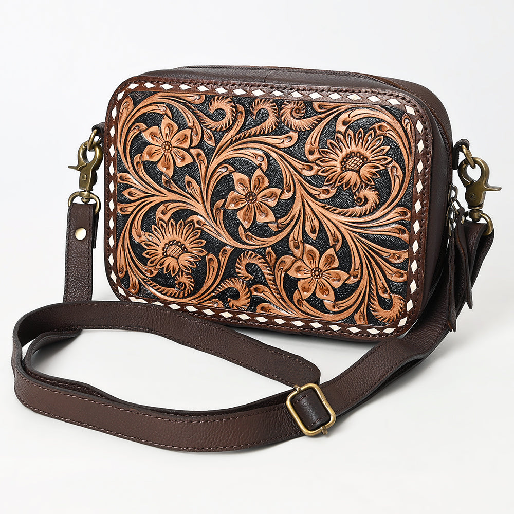 American Darling Hand-Tooled Genuine Leather Crossbody Bag