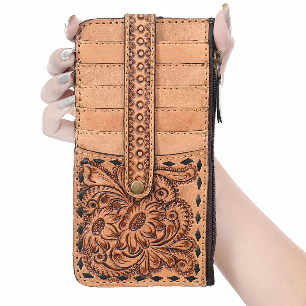 American Darling Card Holder Hand Tooled Genuine Leather