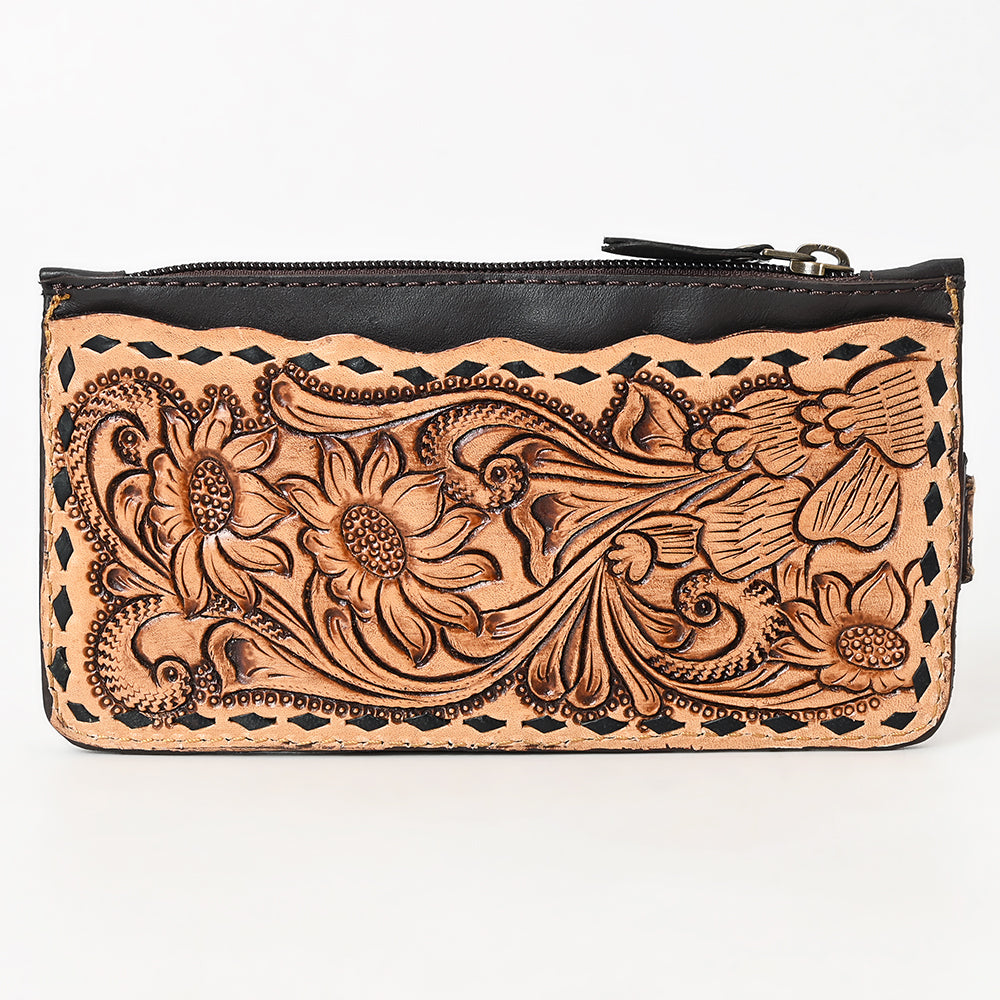 American Darling Card Holder Hand Tooled Genuine Leather