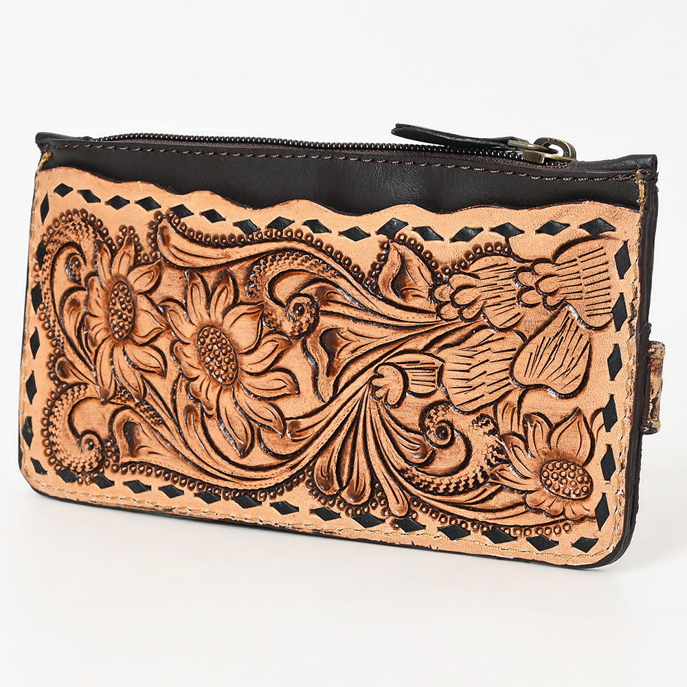 American Darling Card Holder Hand Tooled Genuine Leather