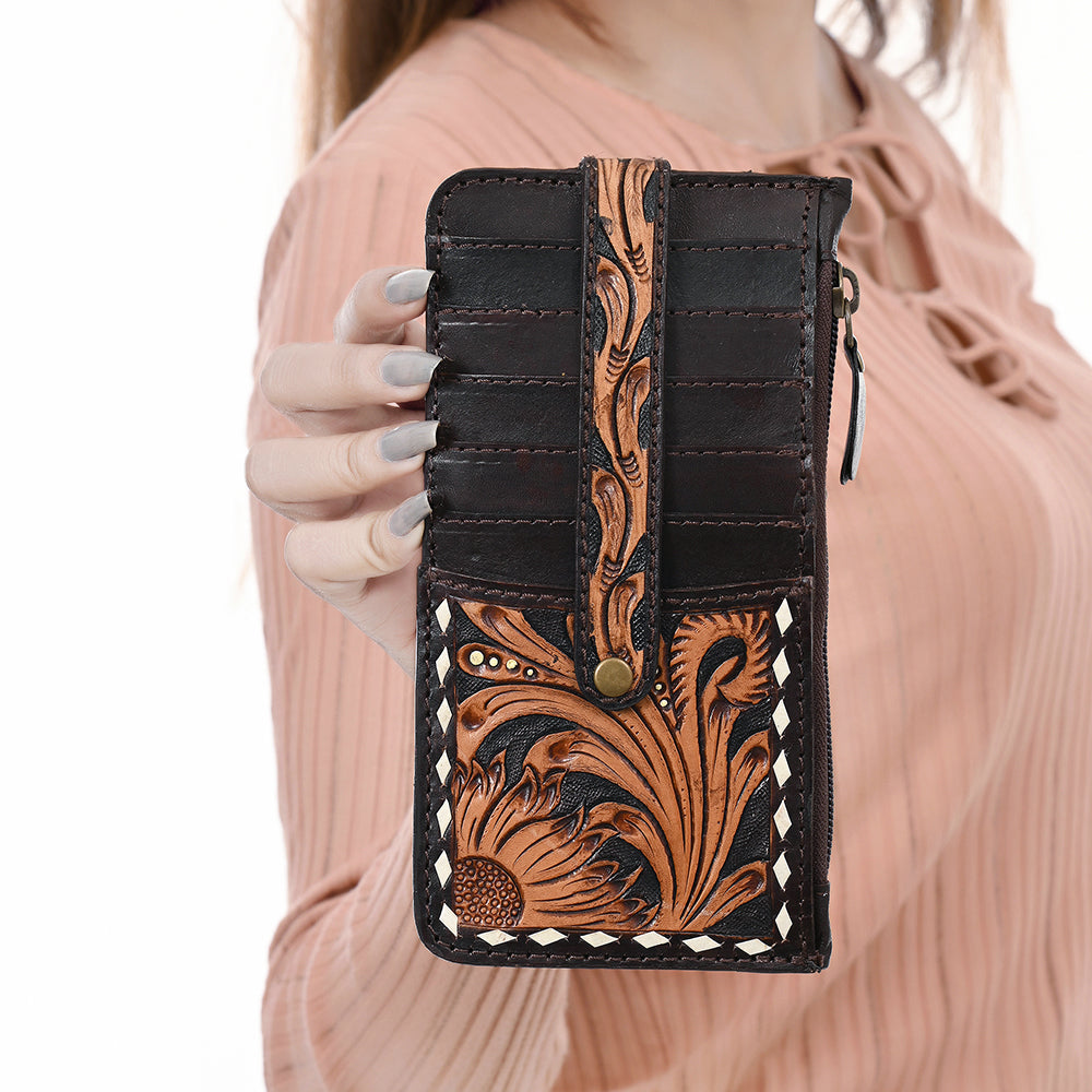American Darling Card Holder Hand Tooled Genuine Leather