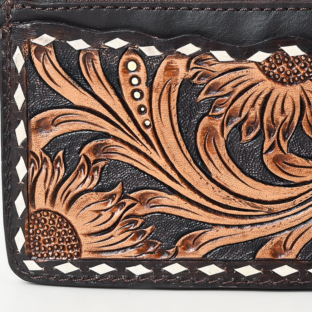 American Darling Card Holder Hand Tooled Genuine Leather
