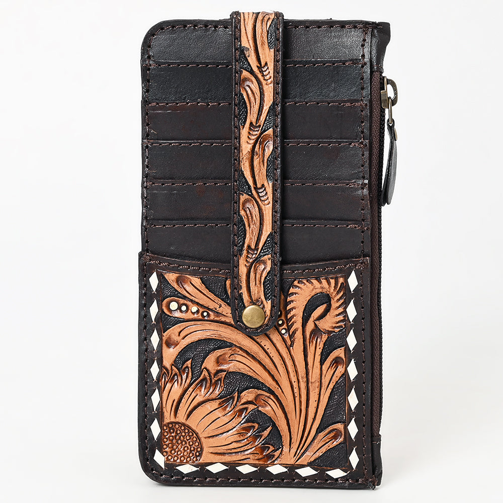 American Darling Card Holder Hand Tooled Genuine Leather